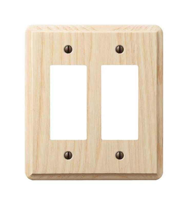 Amerelle 2-Gang Solid Ash Rocker Decorator Wall Plate, Unfinished Ash