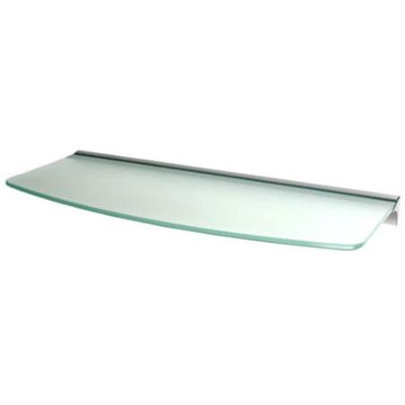 Dolle Shelving 24" x 9" Frosted Glass Convex Shelf Kit with Rail Satin Chrome Bracket
