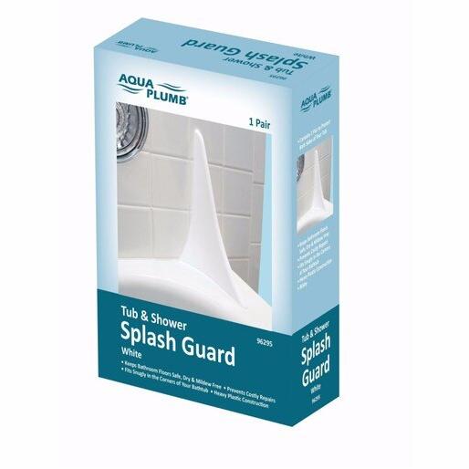 Aqua Plumb, 96295, 2 Per Pack, White, Premium Shower 11' x 7' Contoured Splash Guard, Universal Showering Components