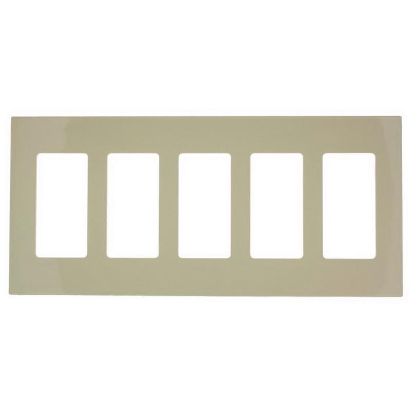 Leviton LV80321x-LV80321I Decora Plus Screwless Snap-On Wallplate 5 Gang Ivory
