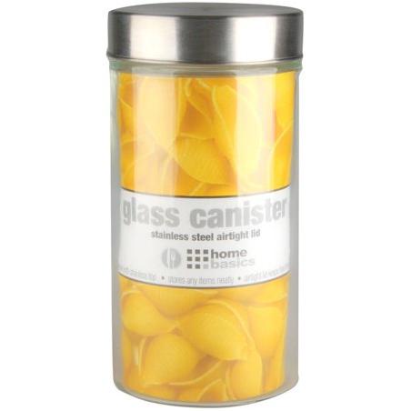 Home Basics Glass Round Canister with Steel Lid