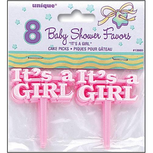 Unique Industries 151063 Party Favors Picks 8-Pkg-Pink Its A Girl