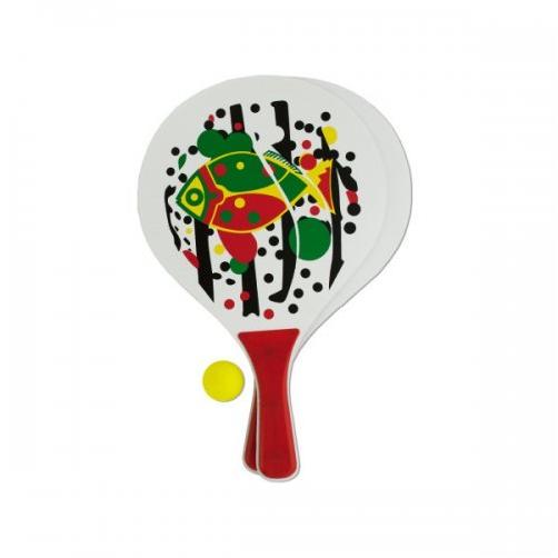 OD858 Paddle Ball Game Set - Black, White; Yellow, Green; Red