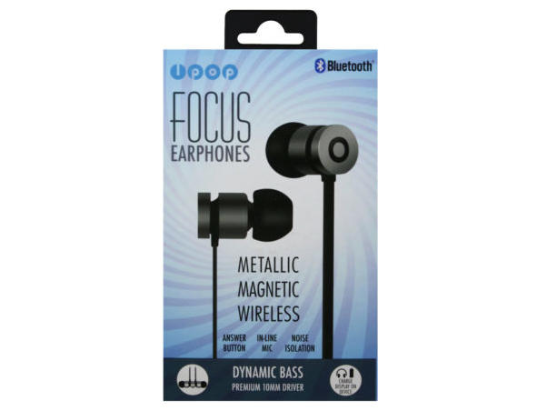 Ipop Focus Silver & Black Bluetooth Earphones with Case - 2 Piece