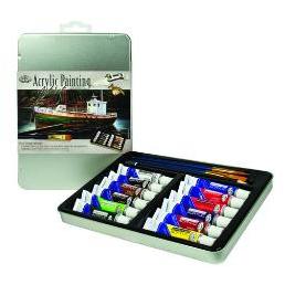 Acrylic Painting Art Set With Tin - 8.5" X 6"