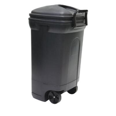 Wheeled Trash Cart, Black, 45 Gallons