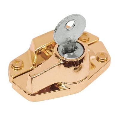 Window Sash Lock, Keyed, Brass Plated Die cast