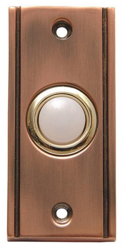 IQ America Wired Polished Brass Lighted Doorbell Push-Button