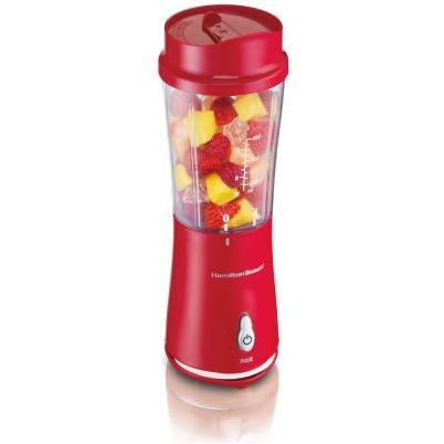 Hamilton Beach Red Single Compact Mini Serve Smoothie Blender w/Travel Cup  & Lid