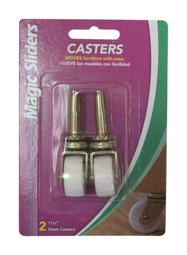 5954383 1.25 in. Dia. Plastic Caster Wheel with Stem, 40 lbs, 2 Per Pack - Pack of 4