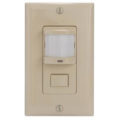 IOS Series 500-Watt In-Wall PIR Vacancy and Occupancy Sensor Switch Decorator 150-Degree Coverage Pattern, Ivory