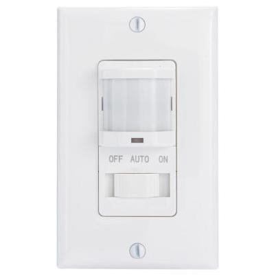 IOS Series 500-Watt Occupancy Switch with Manual Override In-Wall Decorator 150-Degree Coverage Pattern, White