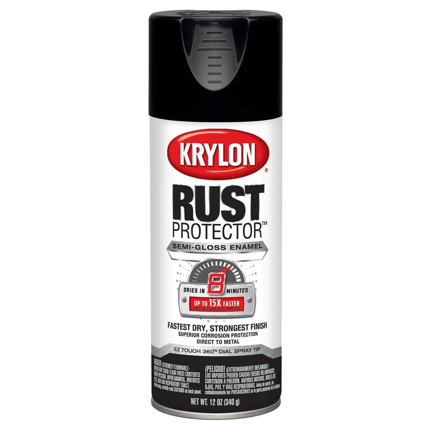 Krylon Rust Tough 12 Oz. Semi-Gloss Alkyd Enamel Spray Paint, Black