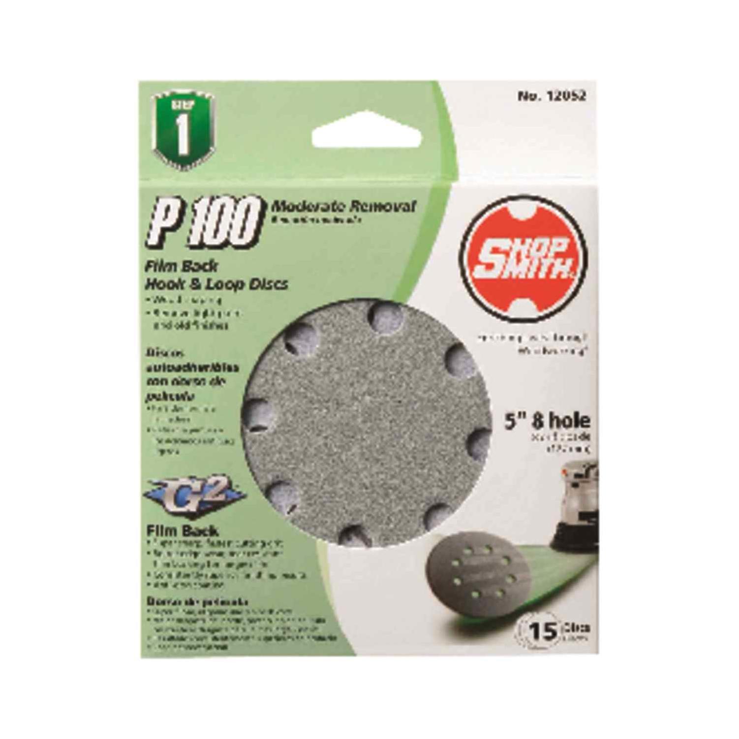 Gator Blade 5 In. 100-Grit 8-Hole Pattern Vented Sanding Disc with Hook & Loop Backing (15-Pack)