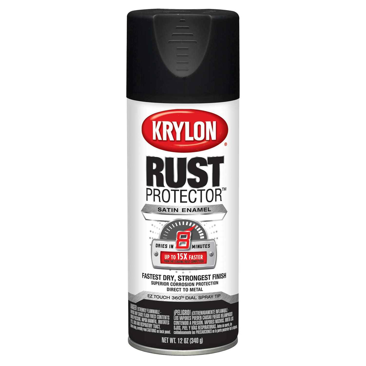 Krylon Rust Tough 12 Oz. Satin Alkyd Enamel Spray Paint, Black