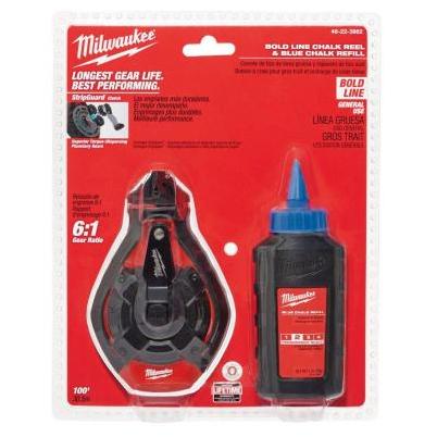 Milwaukee 3 oz Blue Bold Chalk and Reel Set 100 ft Red/White Bold