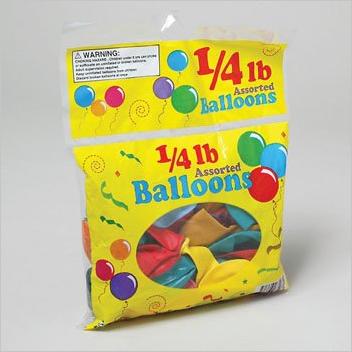 BALLOONS 1/4 LB ASST 7/9/11 INCH IN ASST COLORS LOGO PRTD PB, Case Pack of 48