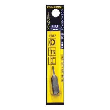 Tee Star Insert Bit,T6,1/4 Hex