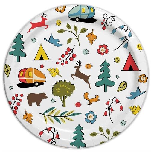 Camp Casual 10 In. Eco-Friendly Into the Woods Design Paper Plates