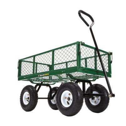 Gorilla Carts Steel Utility Cart, 9 Cubic Feet Garden Wagon With Removable  Sides