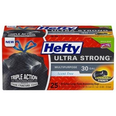 Hefty Ultra Strong 30 Gal Large Black Trash Bags, White Pines Breeze  Scented