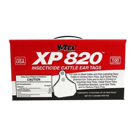 XP 820 Insecticide Fly Tags 100 Count Package Cattle Cows Calf