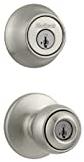 Kwikset Polo Satin Nickel Deadbolt and Door Knob Combo