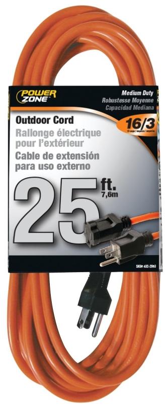 Buy PowerZone Extension Cord, 16 AWG Cable, 9 ft L, Gray