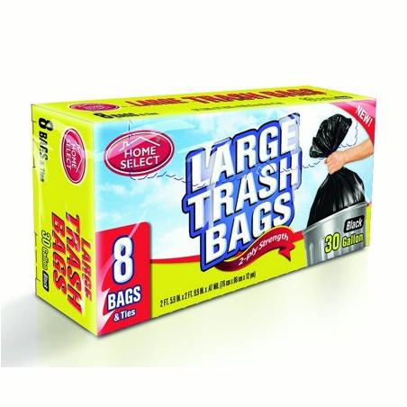 Home Smart 26 Gal. Large Black Trash Bag (10-Count)