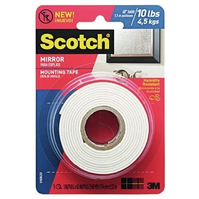 Scotch Mirror Mounting Tape, 1 x 60-In.