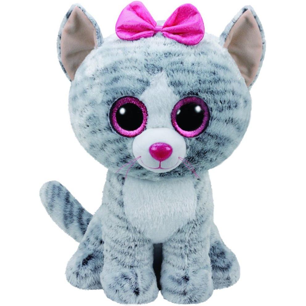 Beanie Boo Kiki The Grey Cat Plush Toy - Large 16 Inch Stuffed Animal