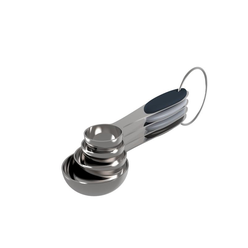 Silicone and Stainless Steel Gray Measuring Spoon – 4 Piece Set 