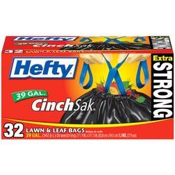 Hefty CinchSak 39 gal Drawstring Lawn & Leaf Bags, Extra Strong - 18 count