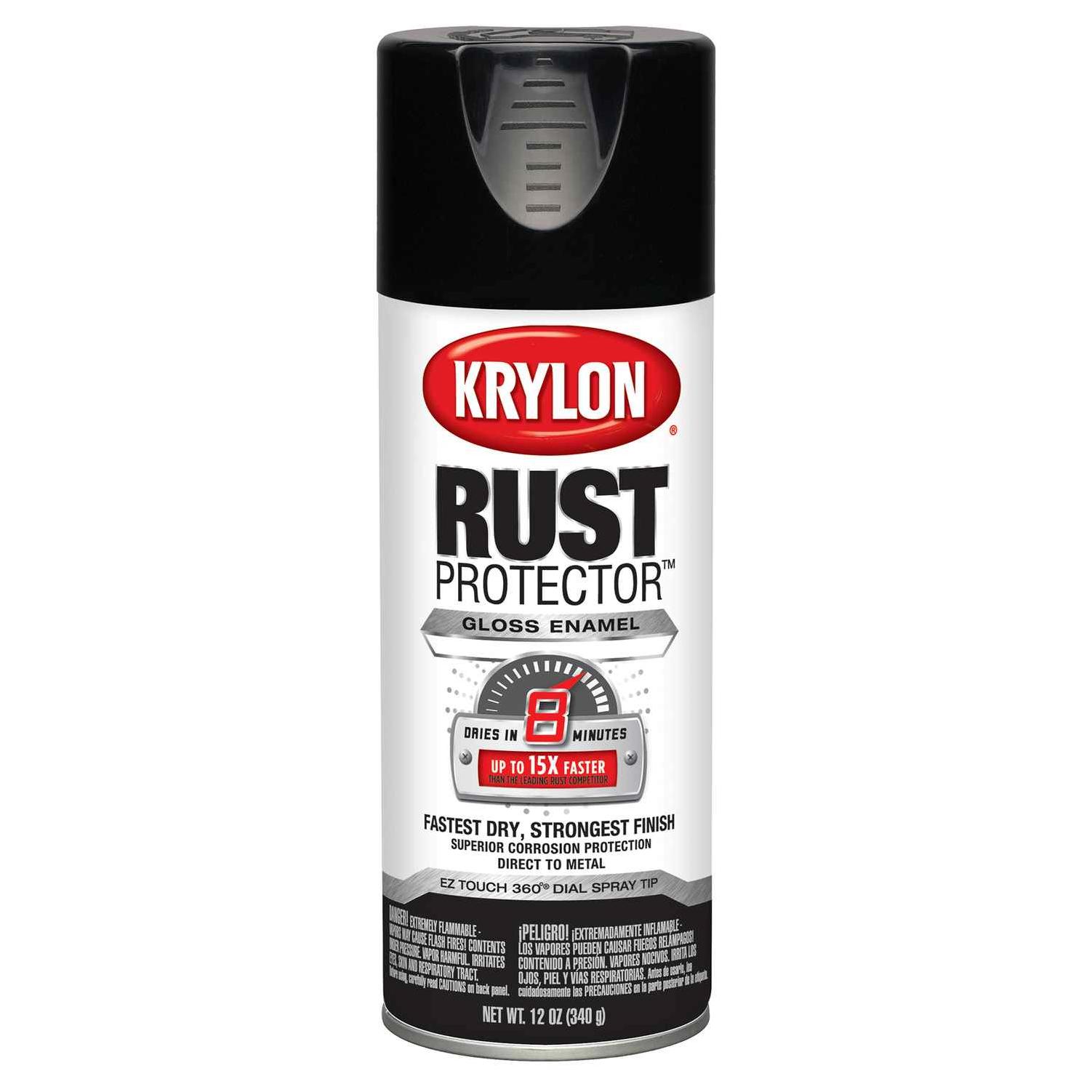 Krylon Rust Tough 12 Oz. Gloss Alkyd Enamel Spray Paint, Black