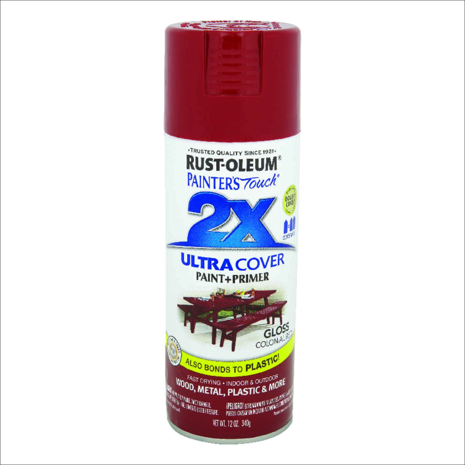 Painter's Touch 2X Ultra Cover Paint+Primer Spray Paint Colonial Red Gloss 12 oz