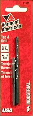 Century Drill & Tool  12-24 National Coarse Carbon Steel Tap-Plug  and #16 Wire Gauge Drill Bit
