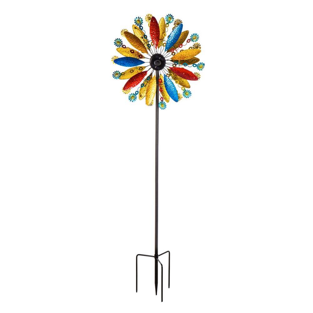 Evergreen 75 in. H Solar Wind Spinner, Sunflower Fields w/Running Color