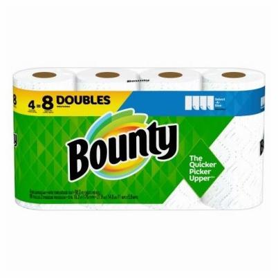 Bounty Paper Towels, Select-A-Size, Double Rolls, White, 2-Ply - 4 rolls