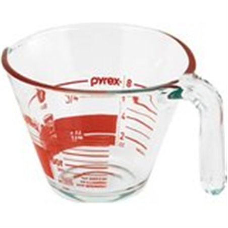 Pyrex 4-Cup Measuring Cup with Red Plastic Cover, Read from Above