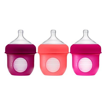 Baby Girl Boon NURSH Reusable Silicone Pouch Bottles - 4oz