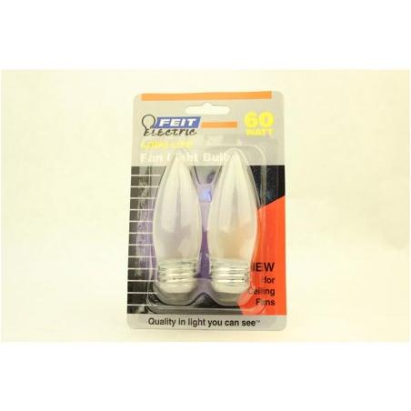 60 Watt Fan Light Bulb, Frost, 2 Pack Feit Light Bulbs BP60ETF/CF Frosted