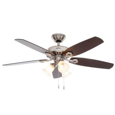 Hunter Builders Plus 52 In. Brushed Nickel Ceiling Fan with Light Kit