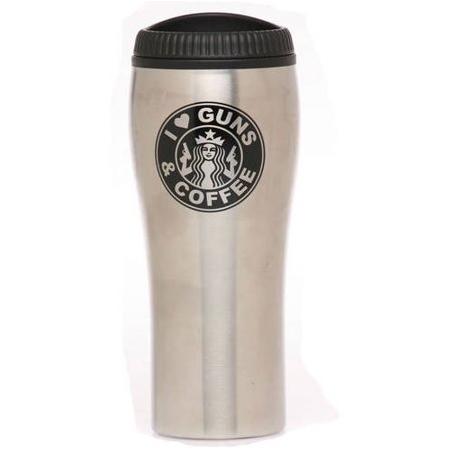 I love guns and coffee starbucks Travel mug