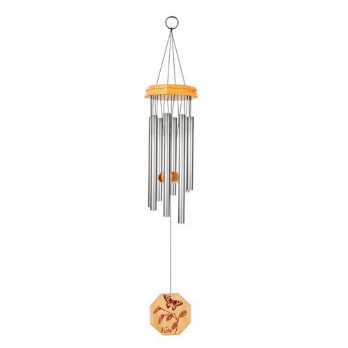 26 Inch Silver Aluminum Wind Chime - Classic Outdoor Decor