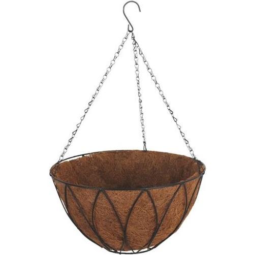 Best Garden 14 In. Steel Rod Black Powder Coat Hanging Plant Basket