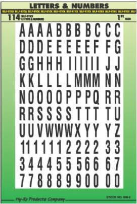 Hy-Ko House Address Number & Letter Set, Black Vinyl, Adhesive, 1