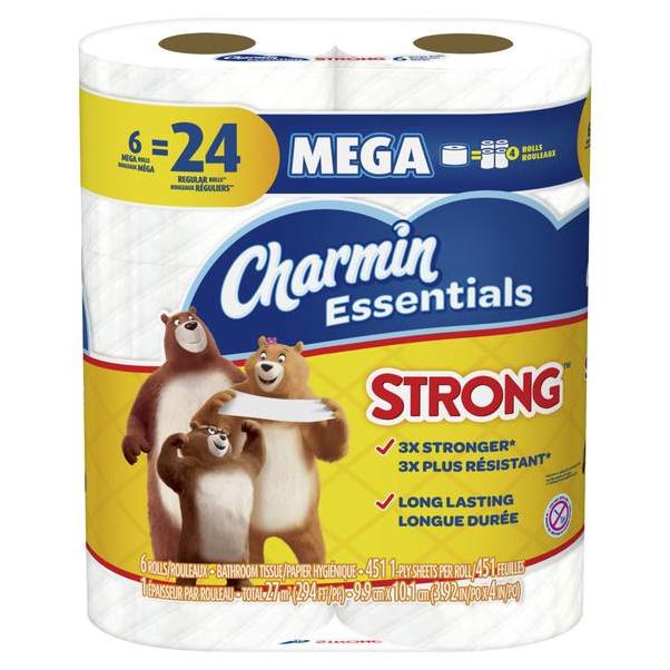Charmin Essentials Strong Toilet Paper (6 Mega Rolls)