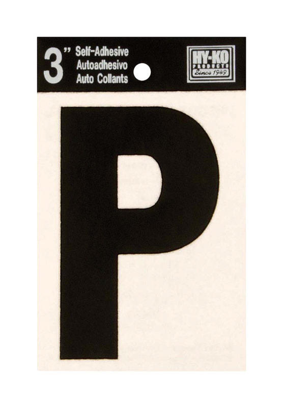Hy‑Ko 30400 Series 3‑Inch Black Vinyl Letter “P” – Weather‑Proof Self‑Adhesive Signage