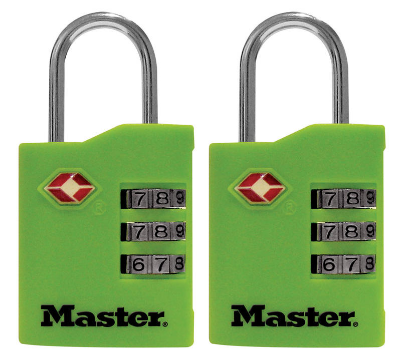 Master Lock 1-9/16 in. H X 5/8 in. W X 1-3/8 in. L Vinyl/Steel 3-Dial Combination Luggage Lock