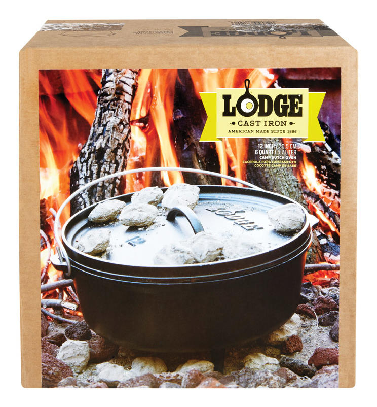 Lodge 12 inch / 6 Quart Cast Iron Camp Dutch Oven